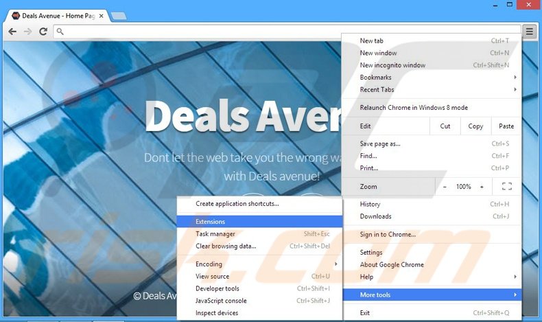 Removendo os anúncios Deals Avenue de Google Chrome passo 1