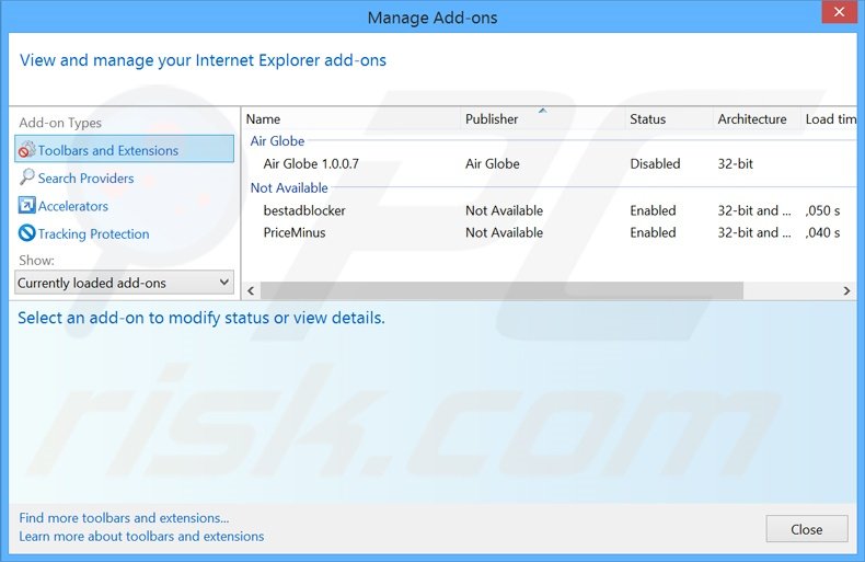 Removendo os anúncios dotdo do Internet Explorer passo 2
