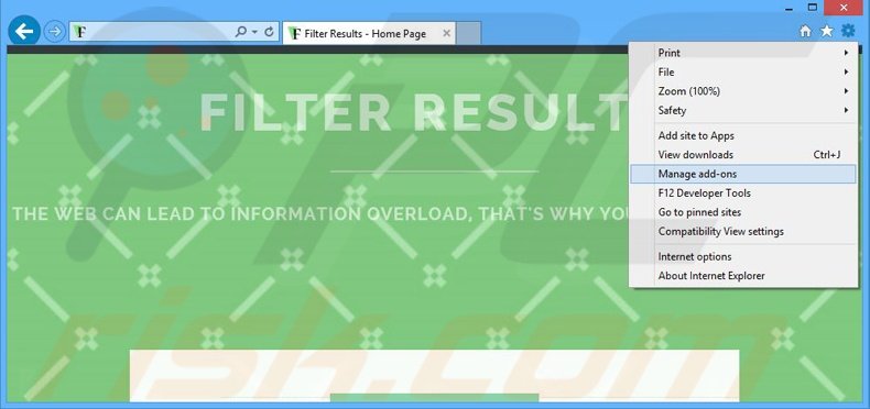Removendo os anúncios Filter Results do Internet Explorer passo 1