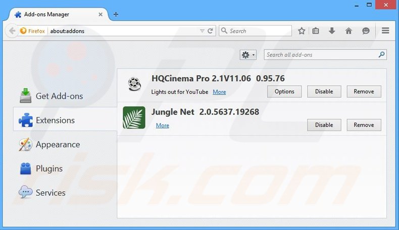 Removendo os anúncios Jungle Net do Mozilla Firefox passo 2