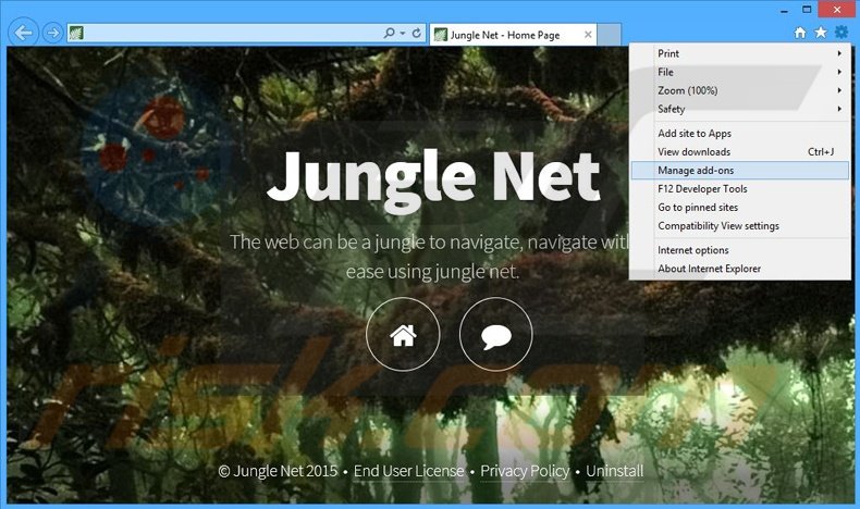 Removendo os anúncios Jungle Net do Internet Explorer passo 1