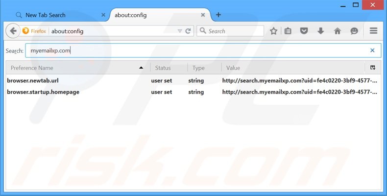 Removendo a página inicial search.myemailxp.com e motor de busca padrão do Mozilla Firefox