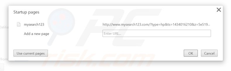Removendo a página inicial mysearch123.com do Google Chrome