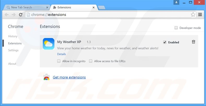 Removendo as extensões relacionadas a search.myweatherxp.com do Google Chrome