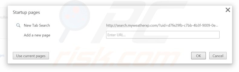 Removendo a página inicial search.myweatherxp.com from do Google Chrome