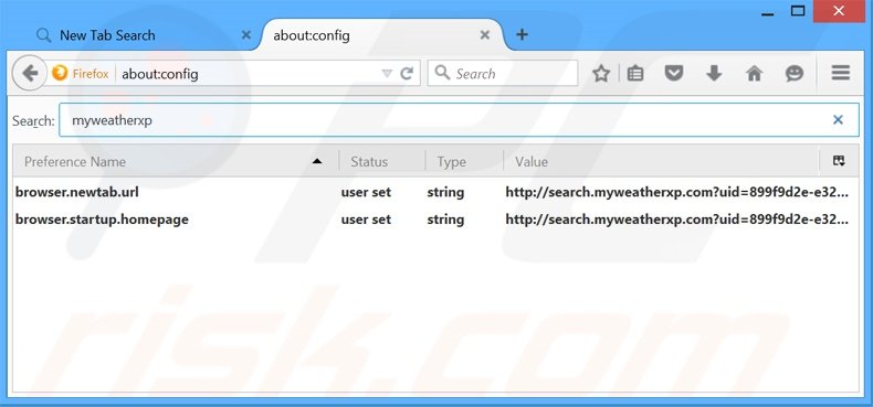 Removendo a página inicial search.myweatherxp.com e motor de busca padrão do Mozilla Firefox