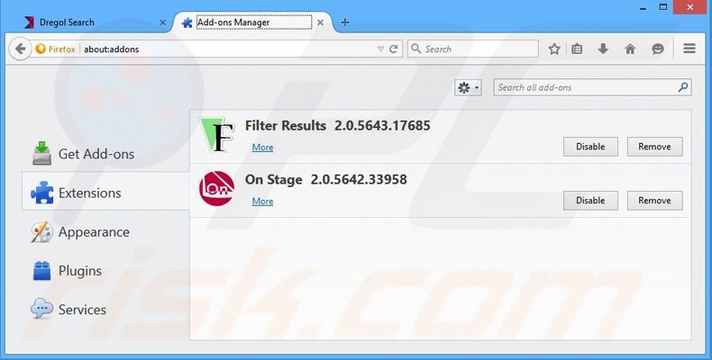 Removendo os anúncios On Stage do Mozilla Firefox passo 2