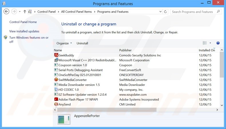 desinstalar o adware PrintOnKey via Painel de Controlo