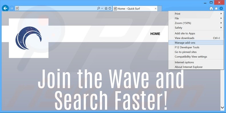Removendo os anúncios Quick Surf do Internet Explorer passo 1