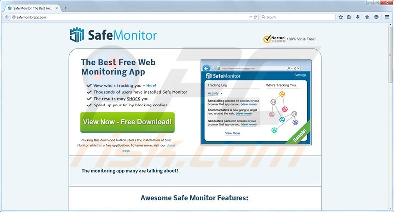 Página inicial da app Safe Monitor