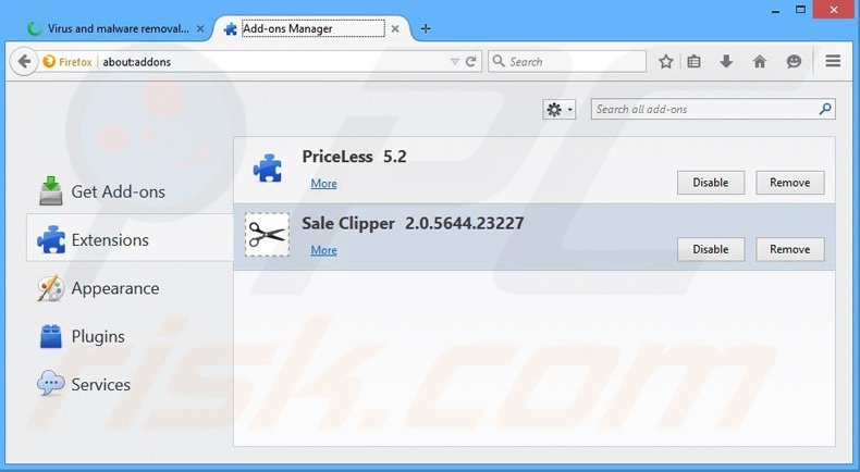 Removendo os anúncios Sale Clipper do Mozilla Firefox passo 2