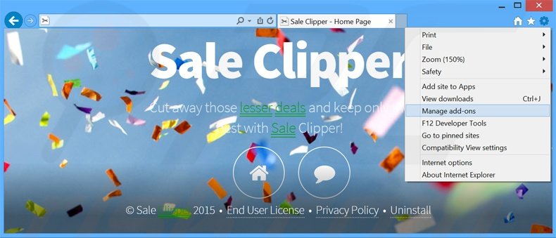 Removendo os anúncios Sale Clipper do Internet Explorer passo 1