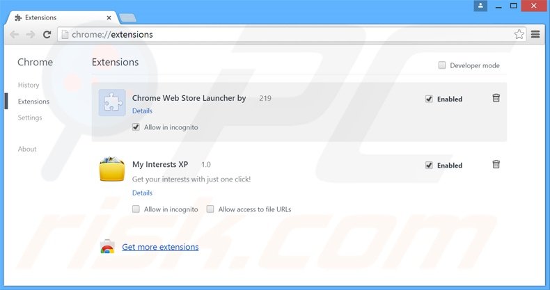 Removendo as extensões relacionadas a search.myinterestsxp.com do Google Chrome