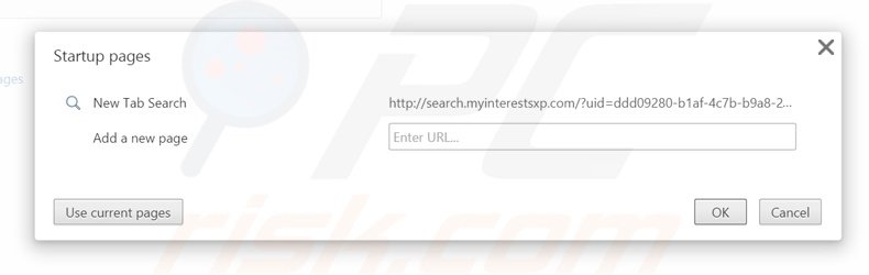 Removendo a página inicial search.myinterestsxp.com do Google Chrome