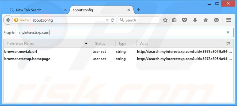 Removendo a página inicial search.myinterestsxp.com e motor de busca padrão do Mozilla Firefox