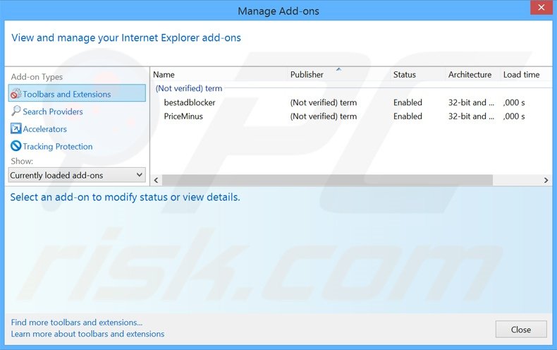 Removendo as extensões relacionadas a search.myinterestsxp.com do Internet Explorer