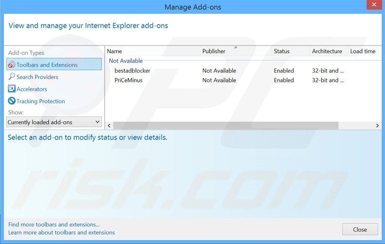 Removendo as extensões relacionadas a searchzillions.com do Internet Explorer