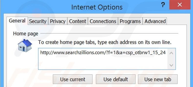 Removendo a página inicial searchzillions.com do Internet Explorer