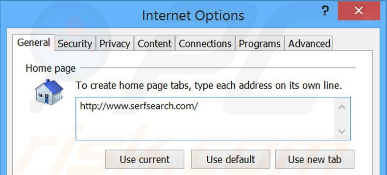 Removendo a página inicial serfsearch.com do Internet Explorer
