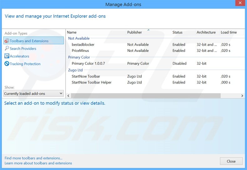 Removendo os anúncios Storm Warnings do Internet Explorer passo 2