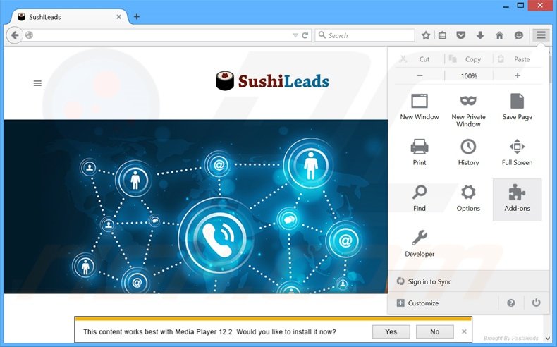 Removendo os anúncios SushiLeads do Mozilla Firefox passo 1