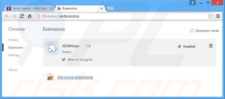 Removendo as extensões relacionadas a yhs4.search.yahoo.com do Google Chrome