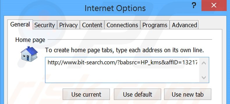 Removendo a página inicial bit-search.com do Internet Explorer