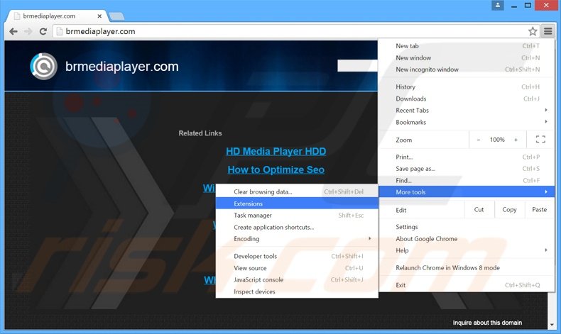 Removendo os anúncios Br Media Player do Google Chrome passo 1