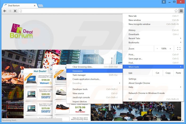 Removendo os anúncios Deal Barium do Google Chrome passo 1