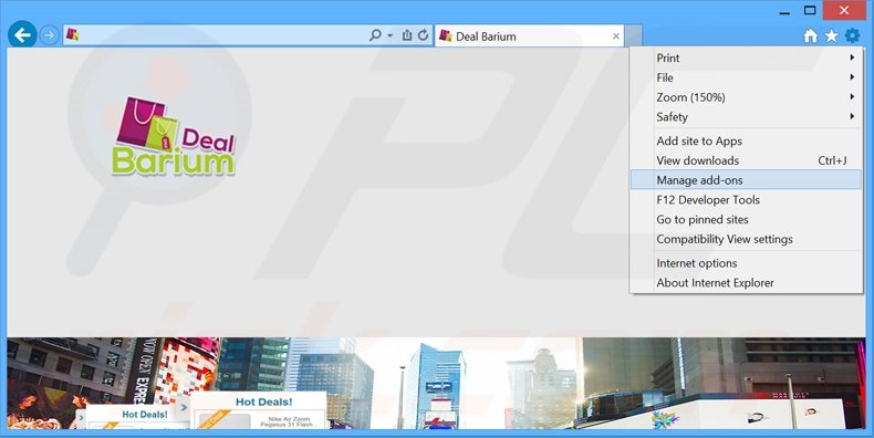 Removendo os anúncios Deal Barium do Internet Explorer passo 1