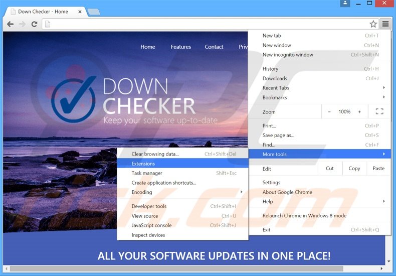 Removendo os anúncios Down Checker do Google Chrome passo 1