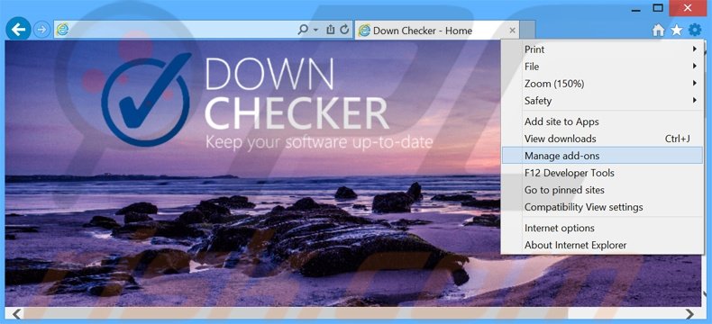 Removendo os anúncios Down Checker do Internet Explorer passo 1