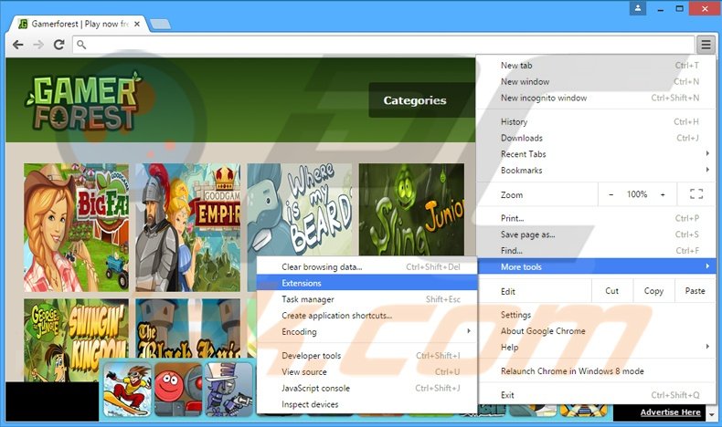 Removendo os anúncios GamerForest do Google Chrome passo 1