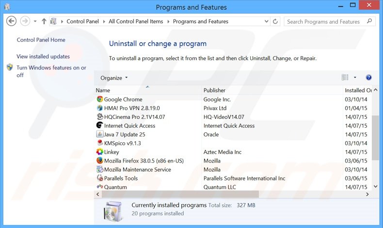 desinstalar o adware Gravity Space via Painel de Controlo