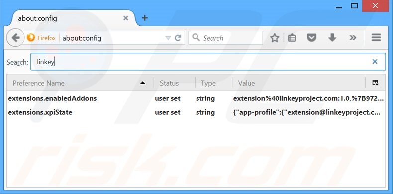 Removendo a página inicial linkeyproject.com e motor de busca padrão do Mozilla Firefox