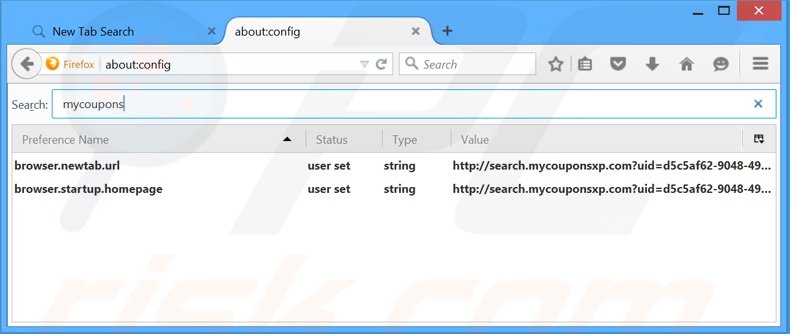 Removendo a página inicial search.mycouponsxp.com e motor de busca padrão do Mozilla Firefox