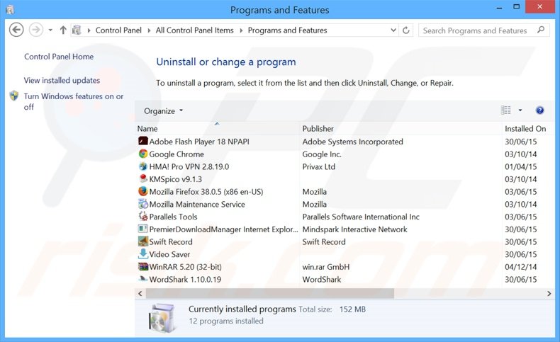 desinstalar o adware Provider via Painel de Controlo