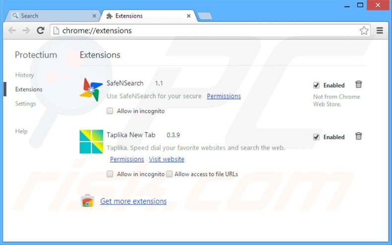 Removendo as extensões relacionadas a safebrowsesearch.com do Google Chrome