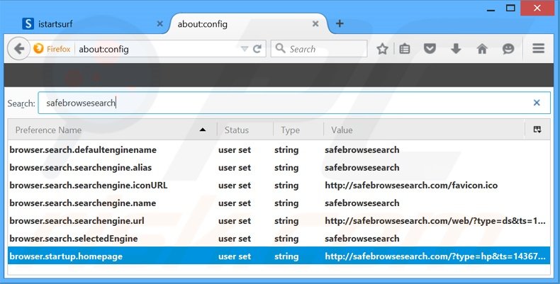 Removendo a página inicial safebrowsesearch.com e motor de busca padrão do Mozilla Firefox