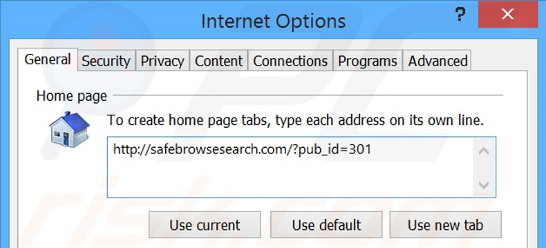 Removendo safebrowsesearch.com da página inicial  do Internet Explorer