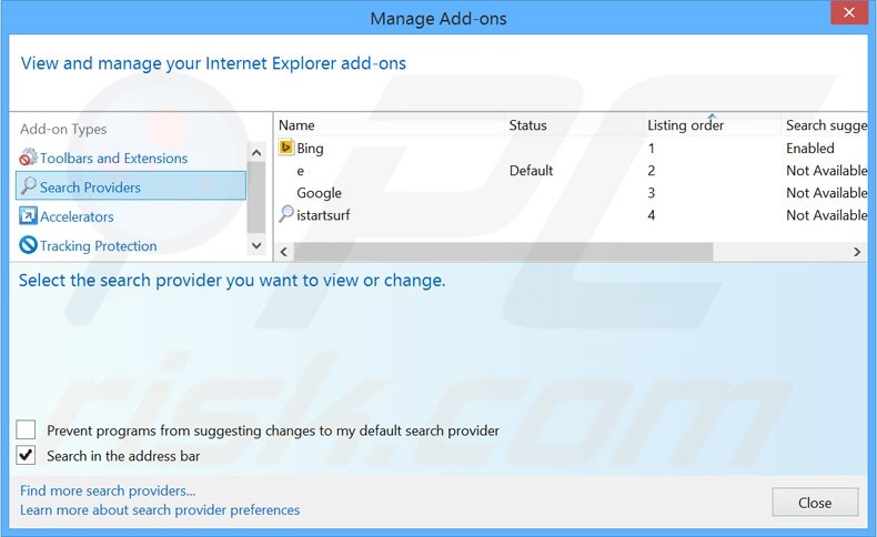 Removendo o motor de busca inicial safebrowsesearch.com do Internet Explorer