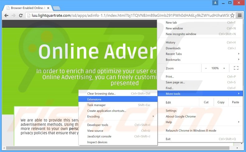 Removendo os anúncios adblocker de Google Chrome passo 1