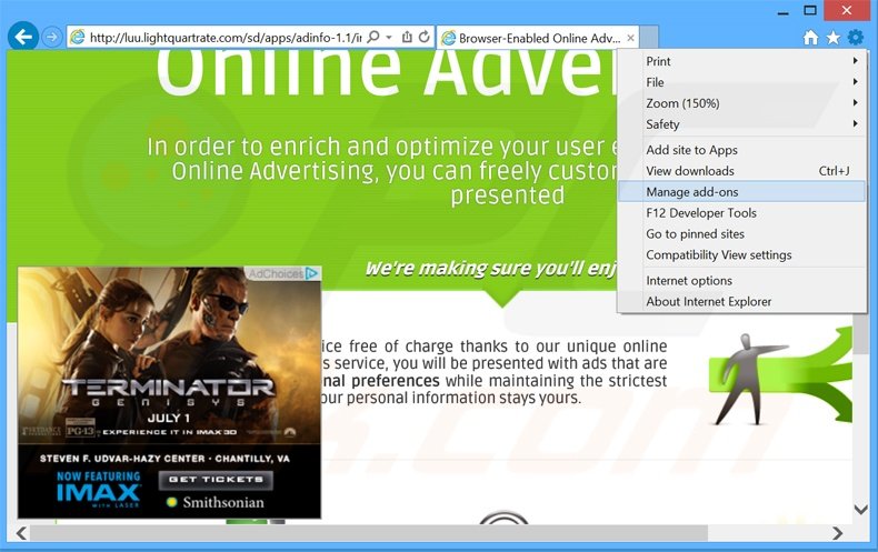 Removendo os anúncios adblocker do Internet Explorer passo 1