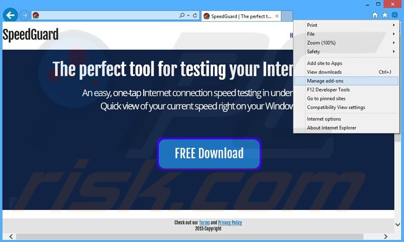Removendo os anúncios SpeedGuard do Internet Explorer passo 1