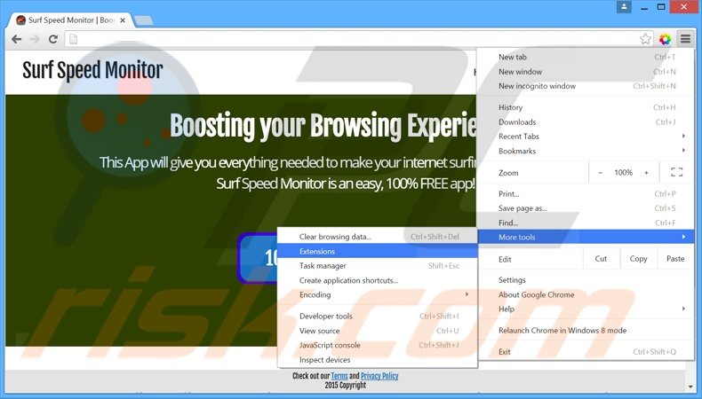 Removendo os anúncios Surf Speed Monitor do Google Chrome passo 1