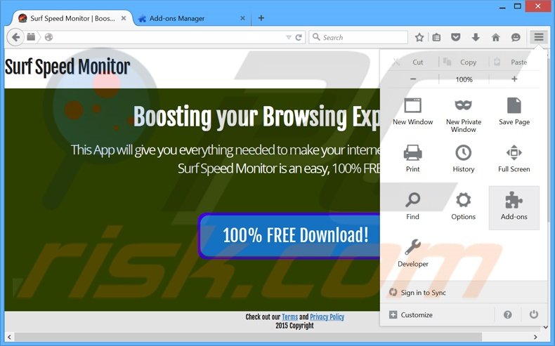  Removendo os anúncios Surf Speed Monitor do Mozilla Firefox passo 1