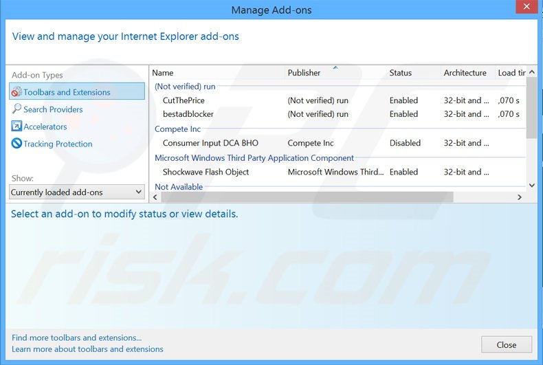 Removendo os anúncios Surf Speed Monitor do Internet Explorer passo 2