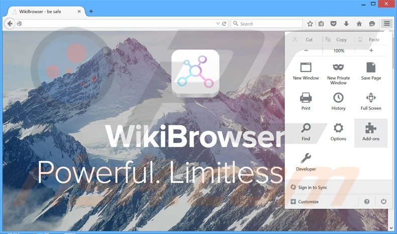 Removendo os anúncios WikiBrowser do Mozilla Firefox passo 1