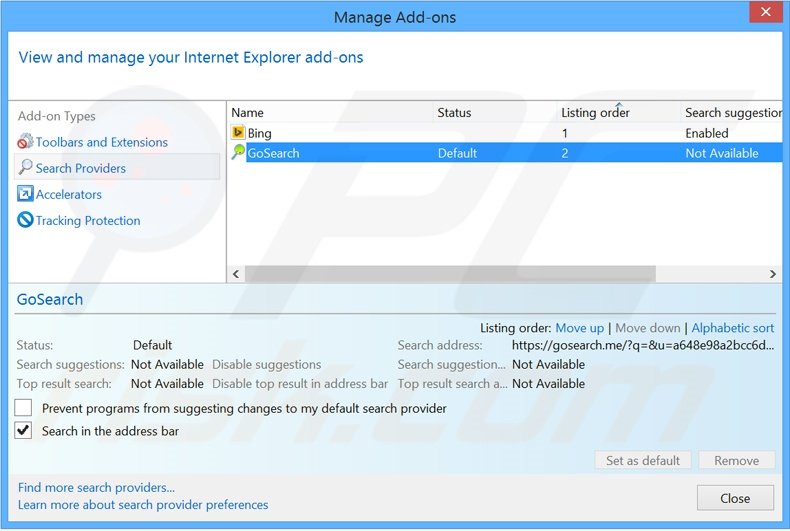 Removendo o motor de busca inicial zwiiky.com do Internet Explorer