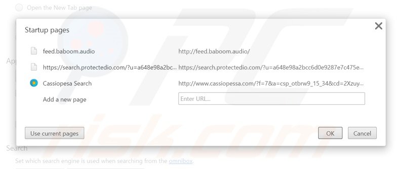 Removendo a página inicial baboom.audio do Google Chrome